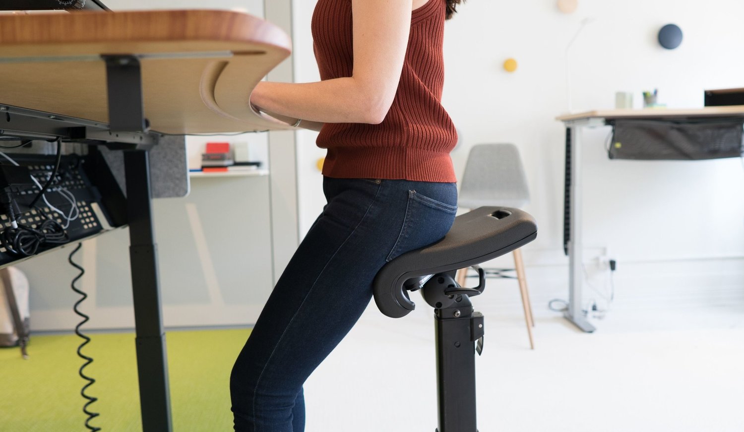 Best Standing Desk Chair for Leaning and Posture LeanRite Elite Ergonomic Back Pain Relief Includes Anti Fatigue Mat (Includes Xtra seat-Cushion)